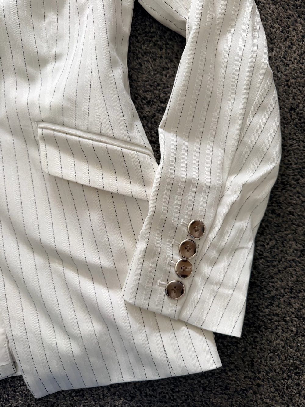 White House Black Market White Pinstripe Blazer - Picture 4 of 7